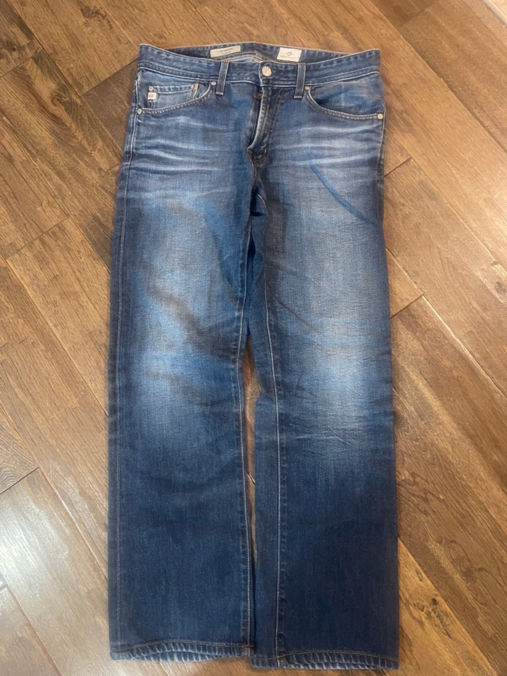 AG Adriano Goldschmied Men's Straight Jeans in Washed Blue